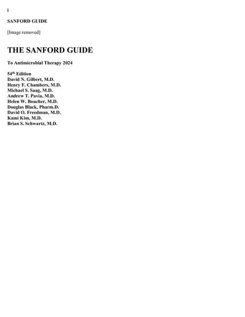 Book cover of The Sanford Guide: To Antimicrobial Therapy 2024
