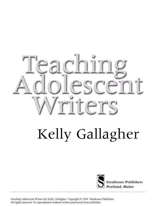 Book cover of Teaching Adolescent Writers