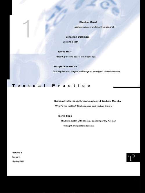 Book cover of Textual Practice: Volume 9 Issue 1 (Textual Practice Ser.)