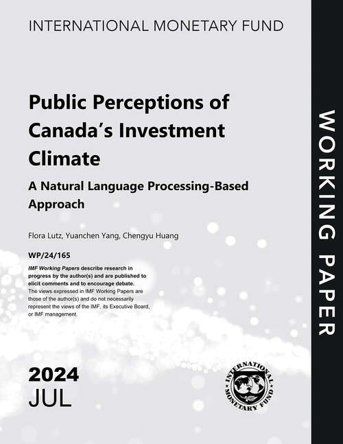 Book cover of Public Perceptions of Canada’s Investment Climate