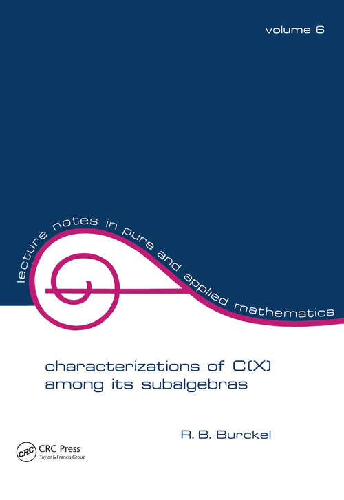 Book cover of Characterization of C(x) among its Subalgebras