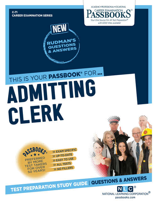 Book cover of Admitting Clerk: Passbooks Study Guide (Career Examination Series)