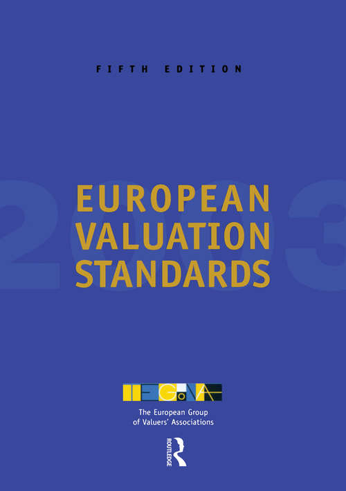 Book cover of European Valuation Standards 2003
