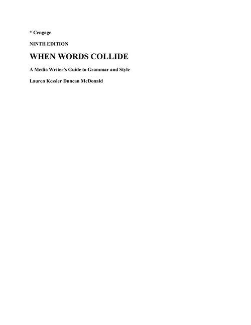 Book cover of When Words Collide: A Media Writer’s Guide to Grammar and Style (Ninth Edition)