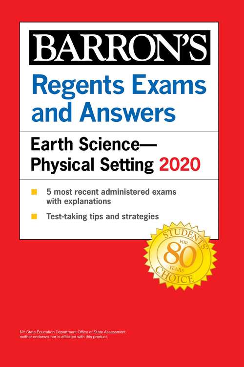 Book cover of Regents Exams and Answers: Earth Science--Physical Setting 2020: Barron's Regents Exams And Answers; Let's Review: Earth Science-the Physical Setting (Barron's Regents NY)