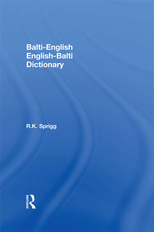 Book cover of Balti-English / English-Balti Dictionary