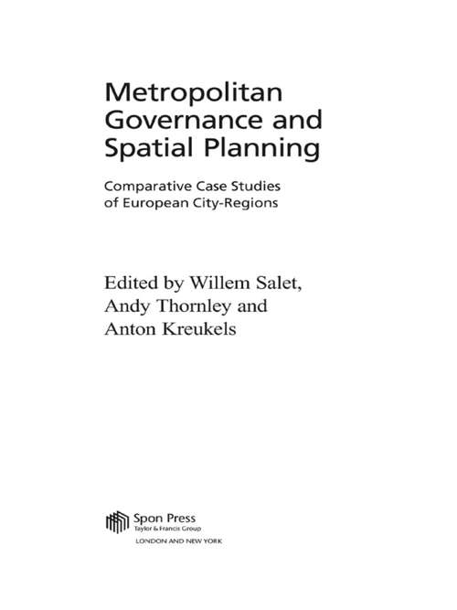 Book cover of Metropolitan Governance and Spatial Planning: Comparative Case Studies of European City-Regions