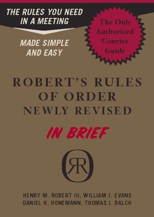 Book cover of Robert's Rules Of Order Newly Revised In Brief