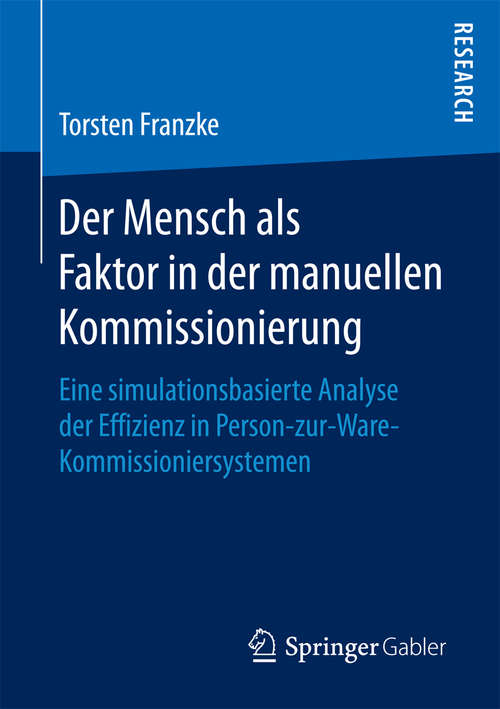 Book cover of Der Mensch als Faktor in der manuellen Kommissionierung