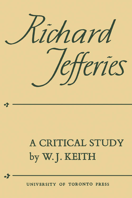 Book cover of Richard Jefferies: A Critical Study