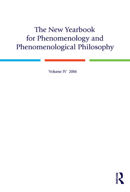 Book cover of The New Yearbook for Phenomenology and Phenomenological Philosophy: Volume 4