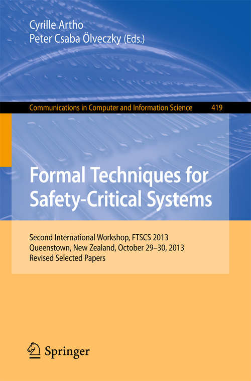 Book cover of Formal Techniques for Safety-Critical Systems