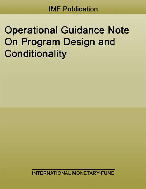 Book cover of Operational Guidance Note On Program Design and Conditionality (Policy Papers)