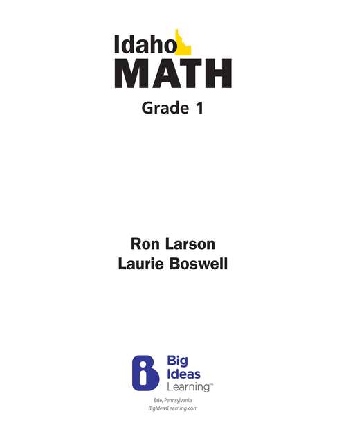 Book cover of Idaho Math 2024 Grade 1
