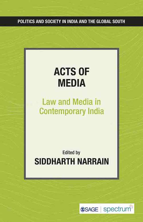 Book cover of Acts of Media: Law and Media in Contemporary India