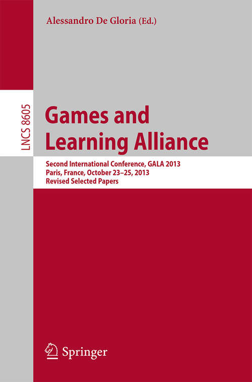 Book cover of Games and Learning Alliance