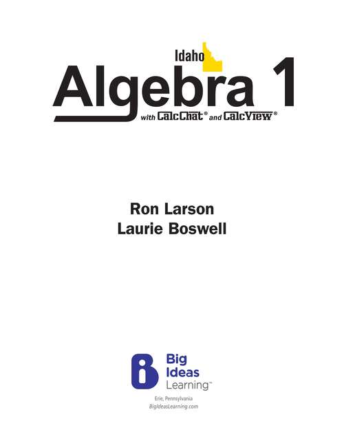 Book cover of Idaho 2024 Algebra 1