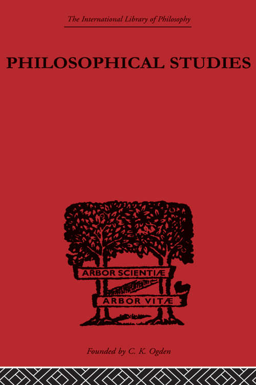 Book cover of Philosophical Studies (International Library of Philosophy)