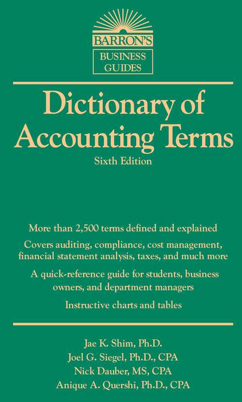 Book cover of Dictionary of Accounting Terms
