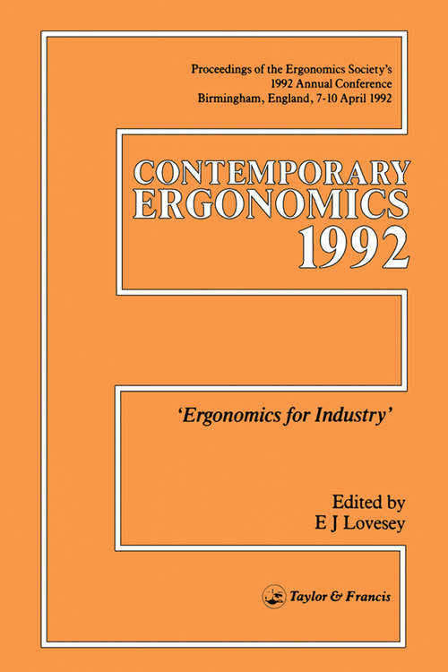 Book cover of Contemporary Ergonomics: Ergonomics For Industry