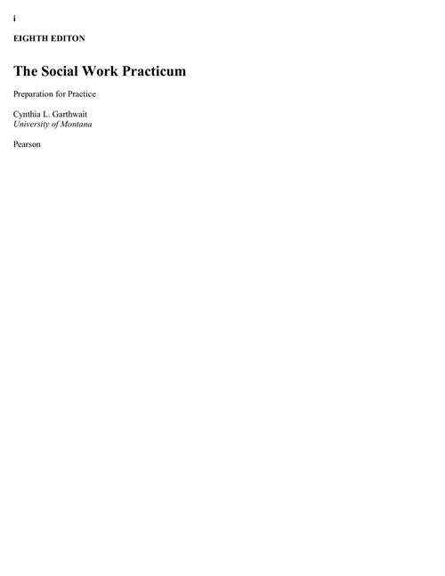 Book cover of The Social Work Practicum: Preparation For Practice (8)