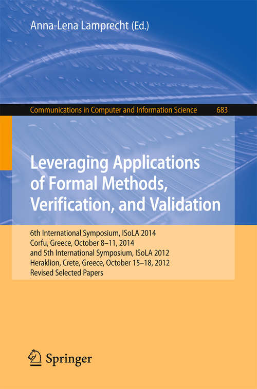 Book cover of Leveraging Applications of Formal Methods, Verification, and Validation