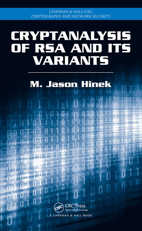 Book cover of Cryptanalysis of RSA and Its Variants (1) (Chapman & Hall/CRC Cryptography and Network Security Series)