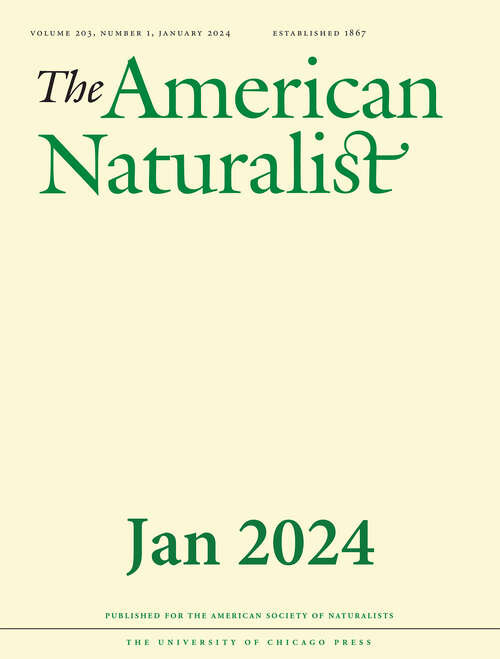 Book cover of The American Naturalist, volume 203 number 1 (January 2024)