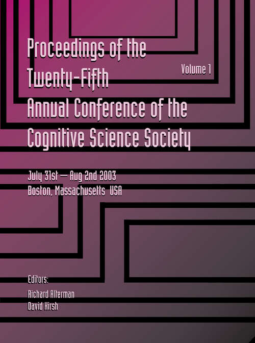 Book cover of Proceedings of the 25th Annual Cognitive Science Society: Part 1 and 2
