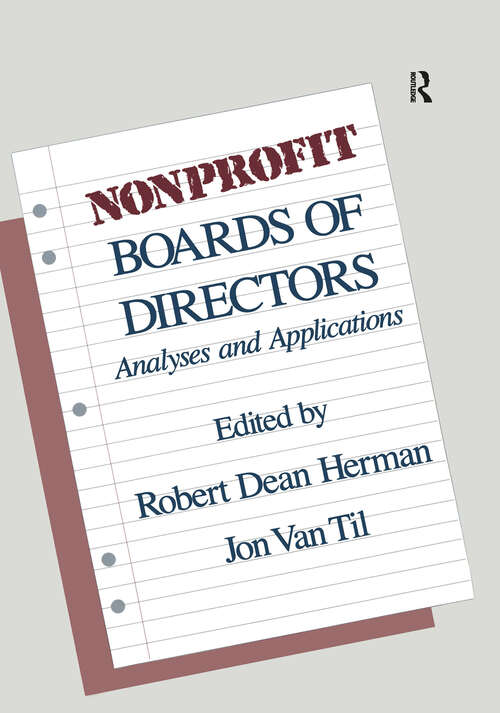 Book cover of Nonprofit Boards of Directors: Analyses and Applications