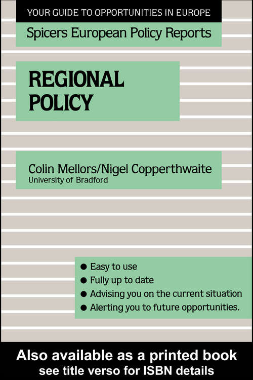 Book cover of Regional Policy (Spicers European Policy Reports)