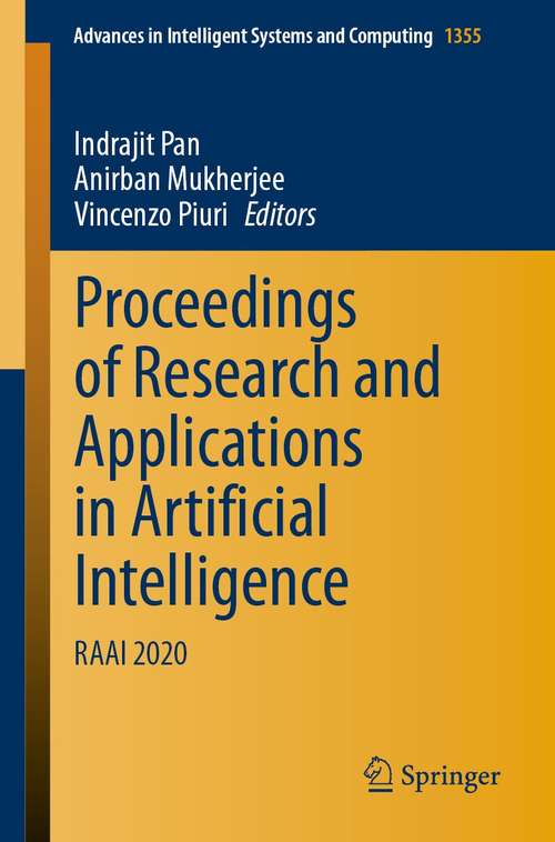 Book cover of Proceedings of Research and Applications in Artificial Intelligence: RAAI 2020 (1st ed. 2021) (Advances in Intelligent Systems and Computing #1355)