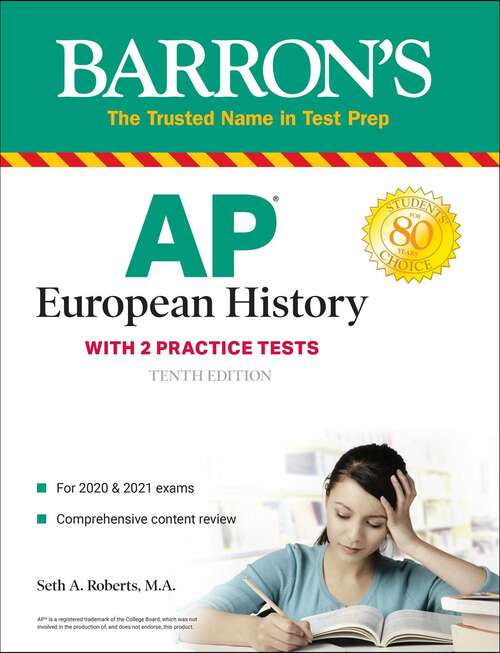 Book cover of AP European History: With 2 Practice Tests (Tenth Edition) (Barron's Test Prep)