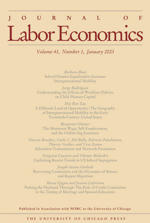 Book cover of Journal of Labor Economics, volume 41 number 1 (January 2023)