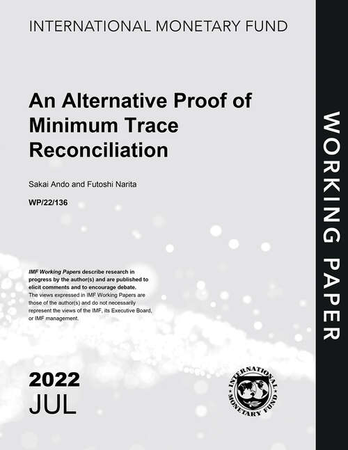 Book cover of An Alternative Proof of Minimum Trace Reconciliation