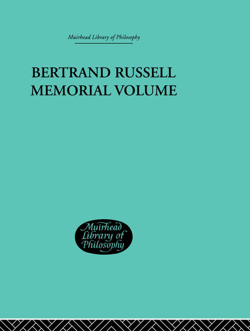 Book cover of Bertrand Russell Memorial Volume