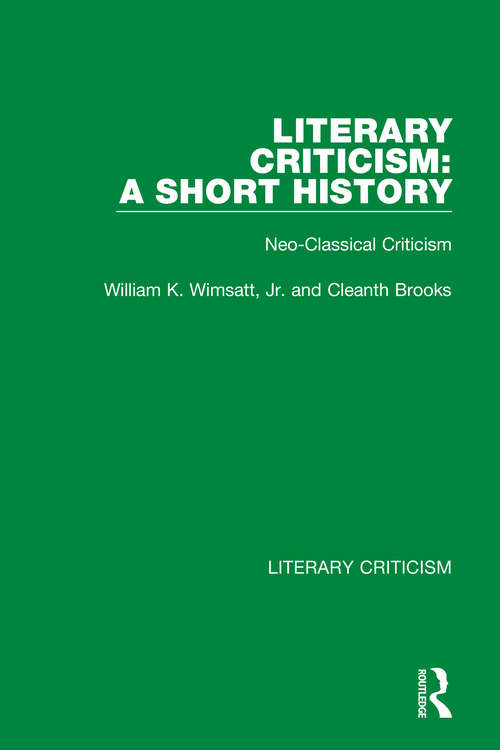 Book cover of Literary Criticism: Neo-Classical Criticism (Literary Criticism)