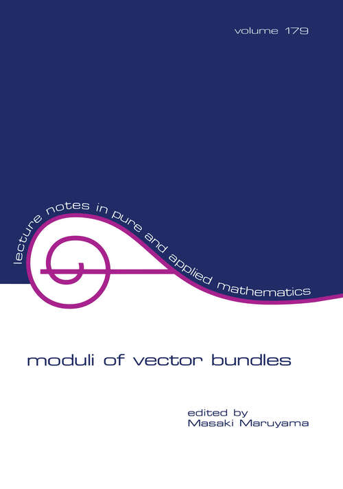 Book cover of Moduli of Vector Bundles (Lecture Notes In Pure And Applied Mathematics Ser.)