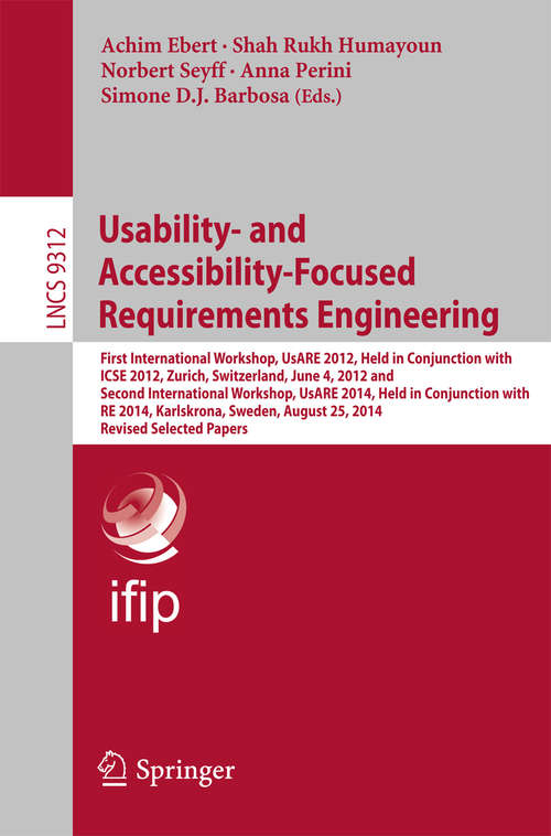 Book cover of Usability- and Accessibility-Focused Requirements Engineering