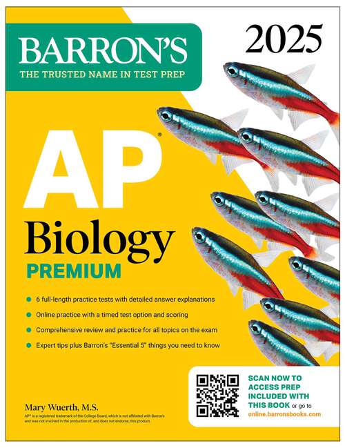 Book cover of AP Biology Premium, 2025: Prep Book with 6 Practice Tests + Comprehensive Review + Online Practice (Barron's AP Prep)