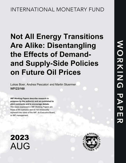 Book cover of Not All Energy Transitions Are Alike: Disentangling the Effects of Demand and Supply-Side Policies on Future Oil Prices