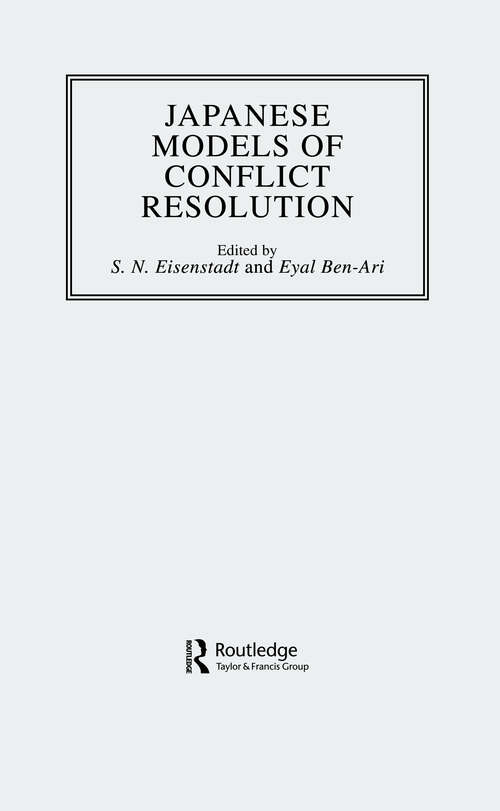 Book cover of Japanese Models Of Conflict Reso