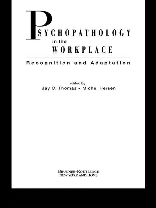 Book cover of Psychopathology in the Workplace: Recognition and Adaptation