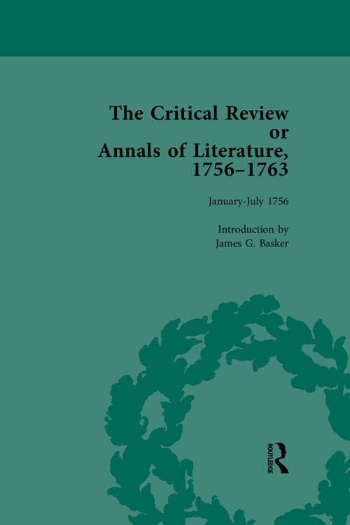 Book cover of The Critical Review or Annals of Literature, 1756-1763 Vol 1