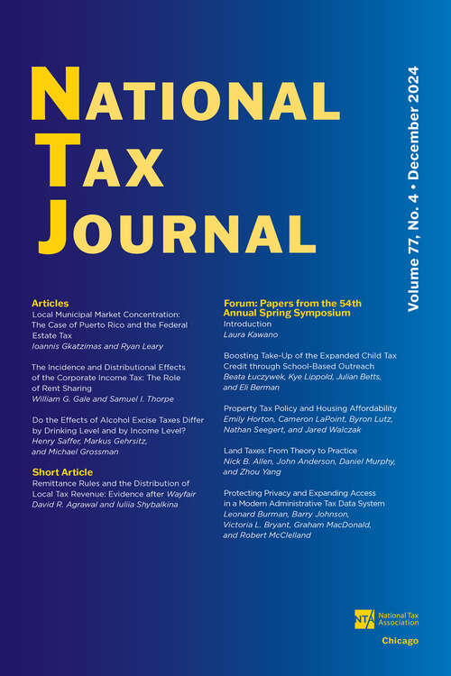 Book cover of National Tax Journal, volume 77 number 4 (December 2024)