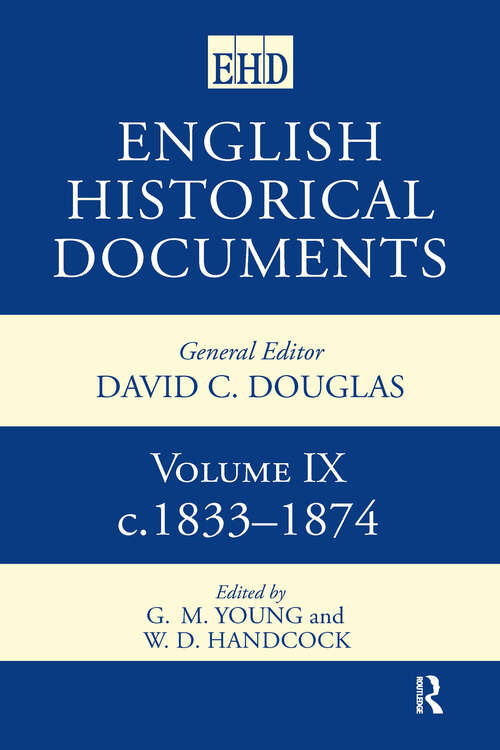 Book cover of English Historical Documents: Volume 9 1833-1874 (English Historical Documents)