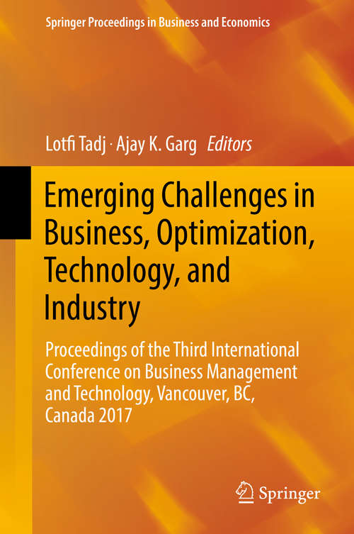 Book cover of Emerging Challenges in Business, Optimization, Technology, and Industry