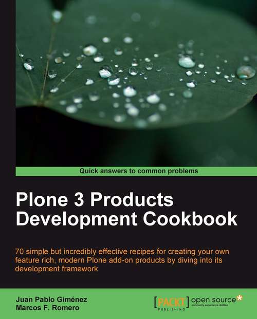 Book cover of Plone 3 Products Development Cookbook