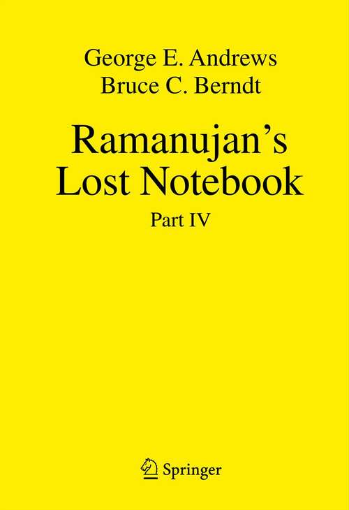 Book cover of Ramanujan's Lost Notebook, Part IV