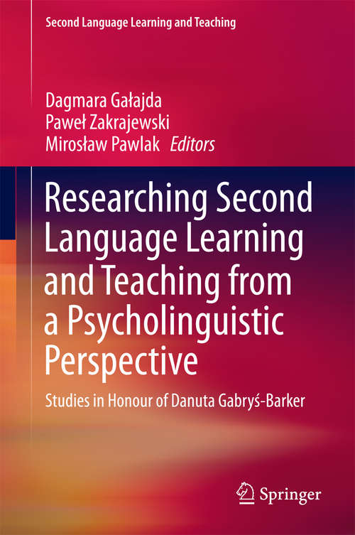 Book cover of Researching Second Language Learning and Teaching from a Psycholinguistic Perspective